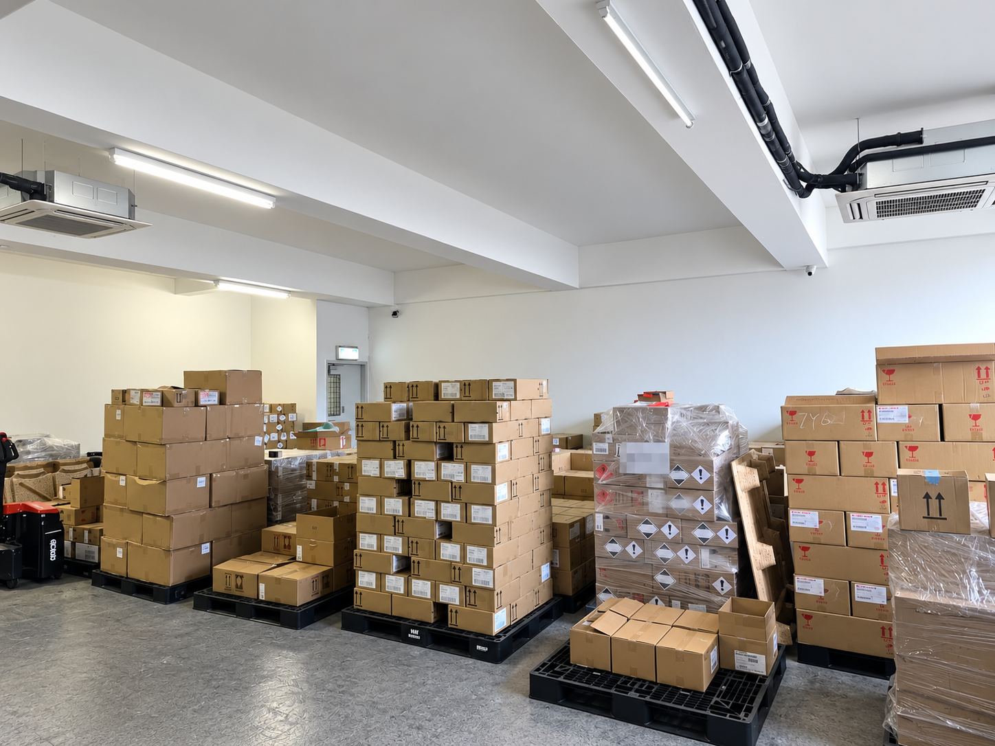 Warehouse storage shelves